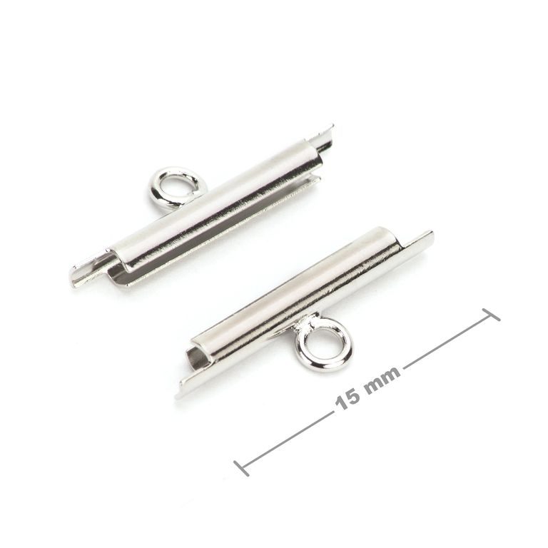 Miyuki slide tube clasp 15mm in the colour of platinum