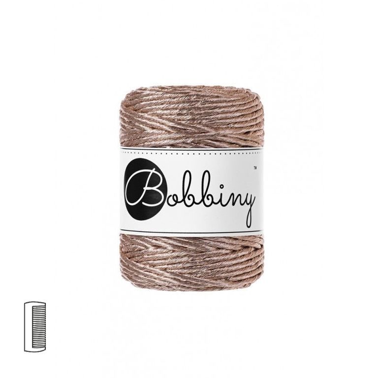 Bobbiny metalická macramé priadza Regular 3mm Champagne