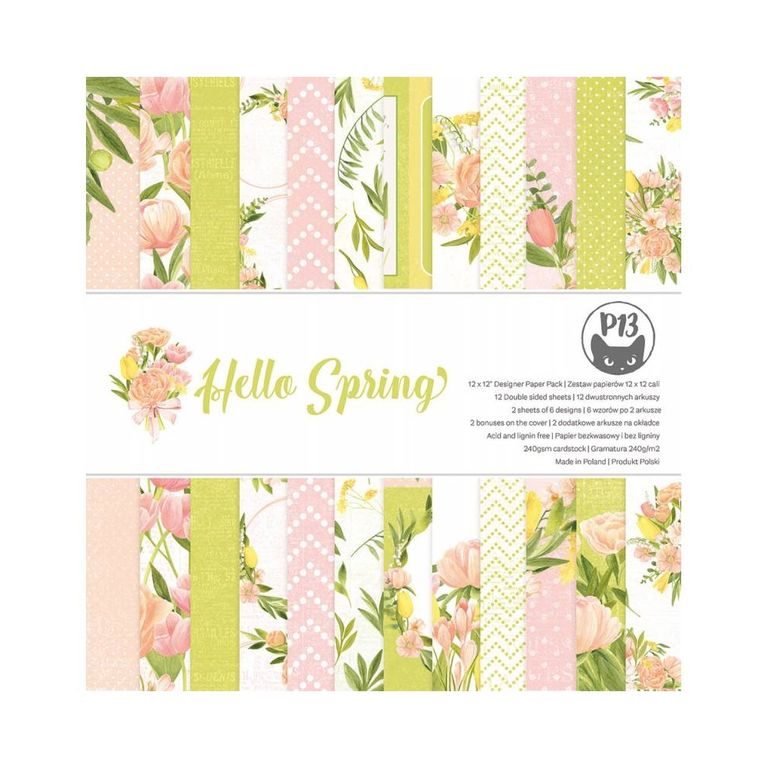 Set de coli față-verso pentru scrapbook 30x30cm 12 coli P13 Hello spring