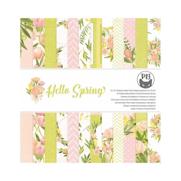 Set de coli față-verso pentru scrapbook 30x30cm 12 coli P13 Hello spring