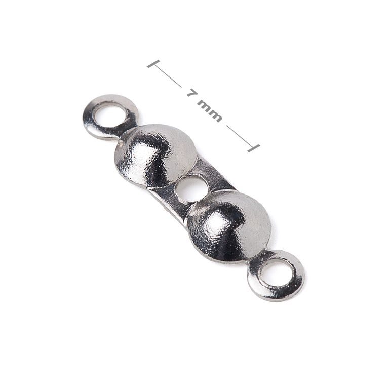 Jewellery bead tip with two loops 7mm in the colour of platinum