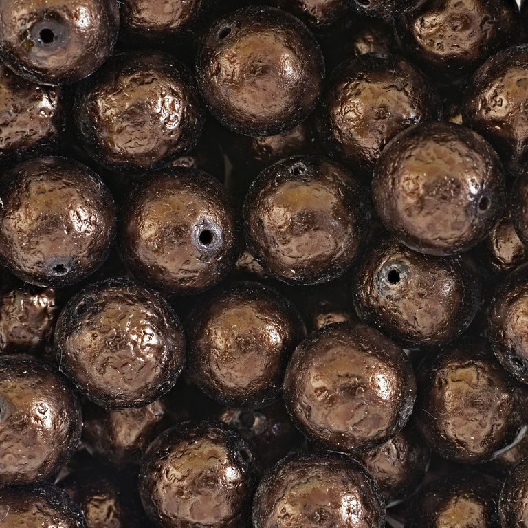 Czech glass pearls etched 14mm brown