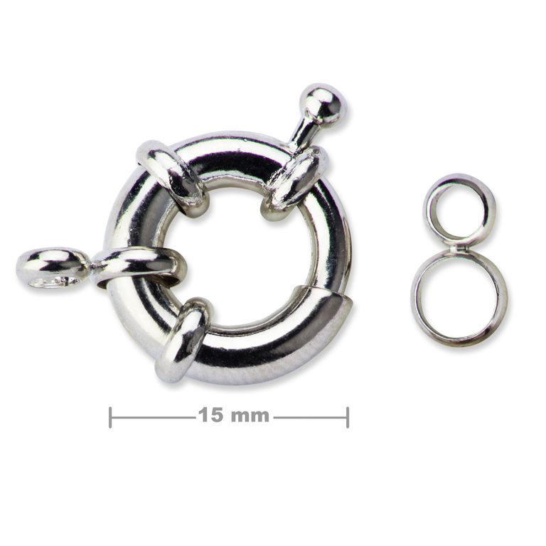 Spring ring clasp 15mm platinum