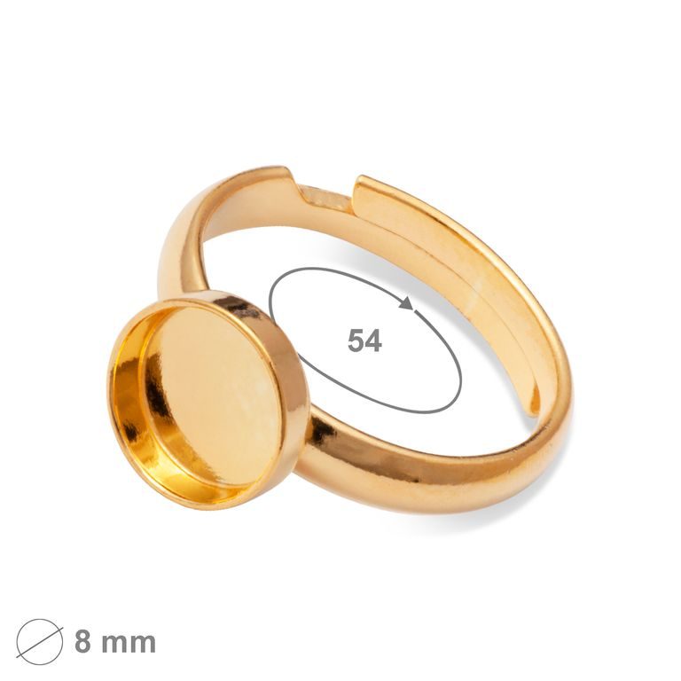 Stříbrný základ na prsten s lůžkem 8 mm pozlacený 24K zlatem