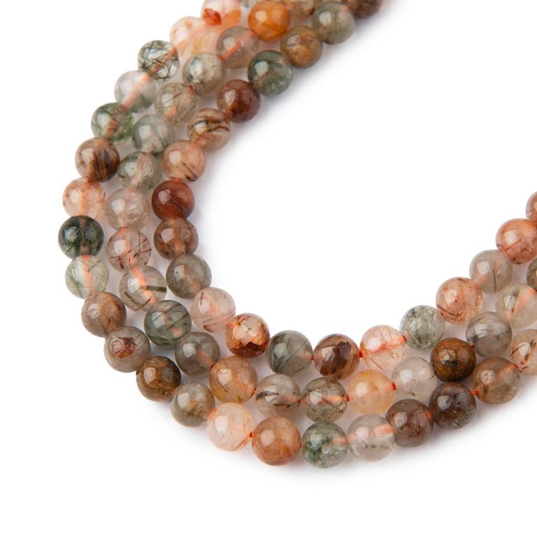 Rainbow Rutilated Quartz A beads 4mm