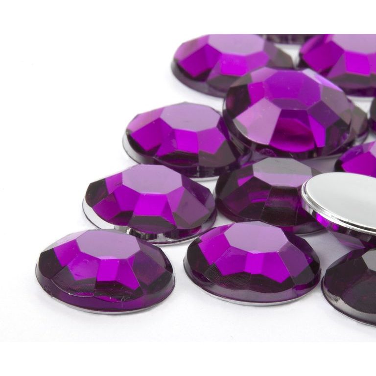 Acrylic glue-on stones round 14mm lilac