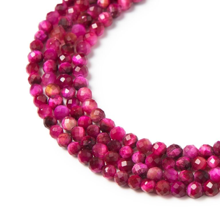 Tygří oko magenta 4 mm broušený