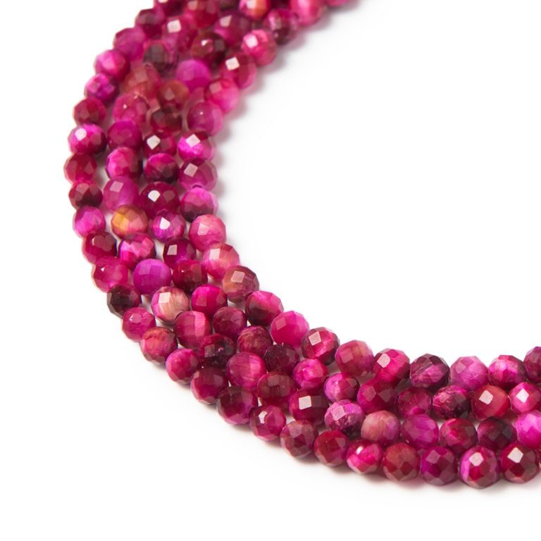 Tygří oko magenta 4mm broušený