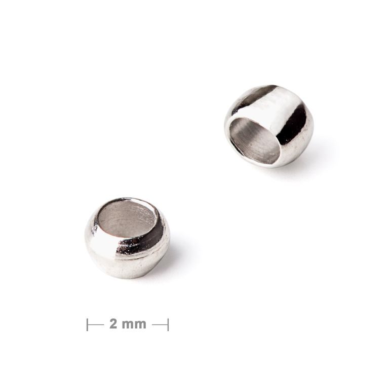 Zamačkávací rokajl 2 mm v barvě stříbra