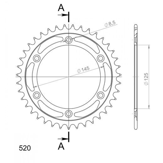 ŘETĚZOVÁ ROZETA SUPERSPROX RFE-698:39-BLK ČERNÝ 39 ZUBŮ, 520