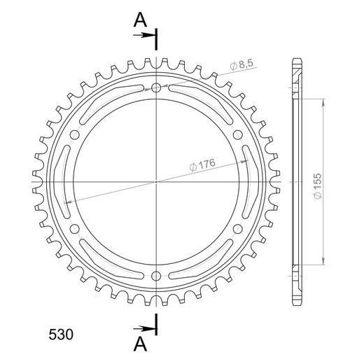 ŘETĚZOVÁ ROZETA SUPERSPROX RFE-2011:44-BLK ČERNÝ 44 ZUBŮ, 530