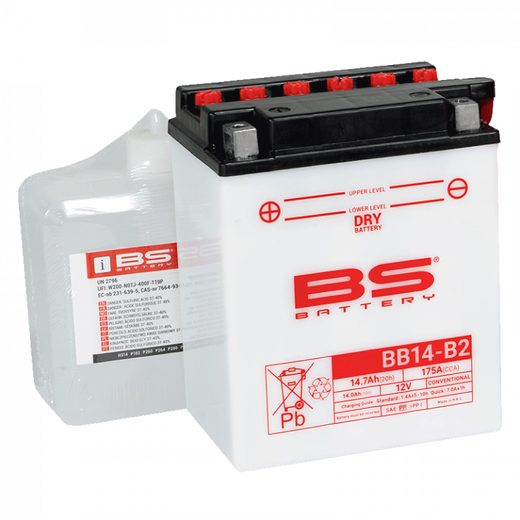 KONVENČNÍ MOTOCYKLOVÁ BATERIE BS-BATTERY BB14-B2 (YB14-B2) VČETNĚ BALENÍ KYSELINY