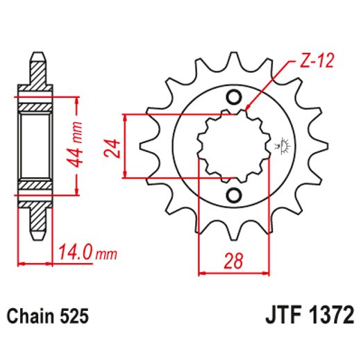ŘETĚZOVÉ KOLEČKO JT JTF 1372-17 17 ZUBŮ, 525