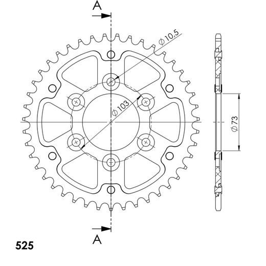 ŘETĚZOVÁ ROZETA SUPERSPROX STEALTH RST-765:43-BLK ČERNÝ 43 ZUBŮ, 525