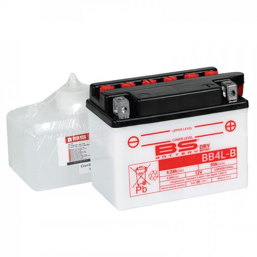 KONVENČNÍ MOTOCYKLOVÁ BATERIE BS-BATTERY BB4L-B (YB4L-B) VČETNĚ BALENÍ KYSELINY