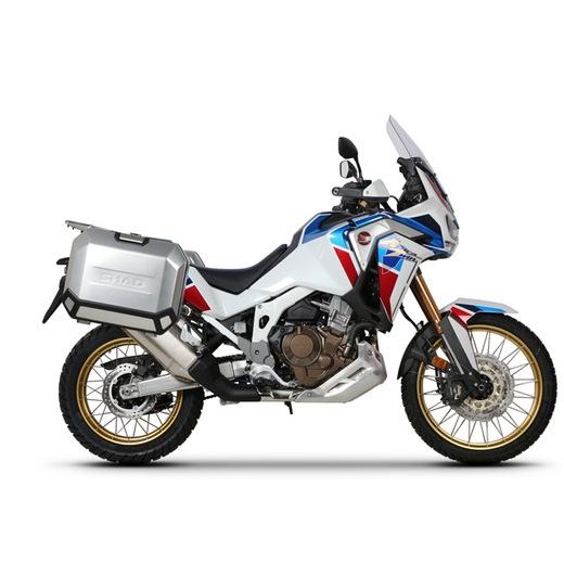 KOMPLETNÍ SADA BOČNÍCH ČERNÝCH HLINÍKOVÝCH KUFRŮ SHAD TERRA BLACK 36L/47L, VČETNĚ MONTÁŽNÍ SADY SHAD HONDA CRF 1100 AFRICA TWIN