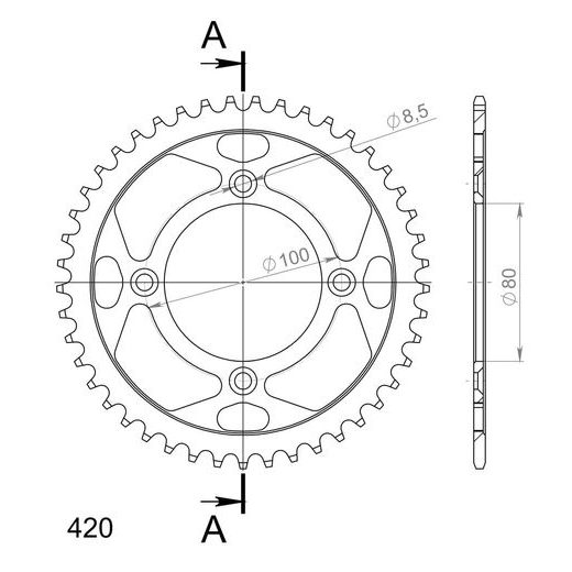 ŘETĚZOVÁ ROZETA SUPERSPROX RFE-1214:45-BLK ČERNÝ 45 ZUBŮ, 420