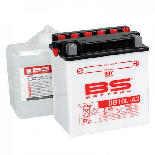 KONVENČNÍ MOTOCYKLOVÁ BATERIE BS-BATTERY BB10L-A2 (YB10L-A2) VČETNĚ BALENÍ KYSELINY