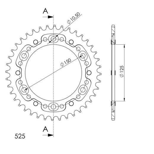 ŘETĚZOVÁ ROZETA SUPERSPROX STEALTH RST-899:40-GLD ZLATÁ 40 ZUBŮ, 525
