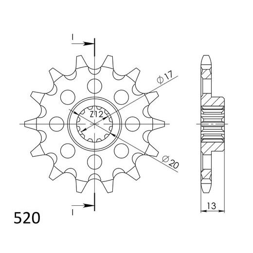 ŘETĚZOVÉ KOLEČKO SUPERSPROX CST-125:14 14 ZUBŮ, 520