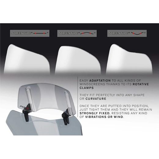 PŘÍDAVNÉ PLEXI NASTAVITELNÉ PUIG 2.0 20764F CLIP-ON TMAVÁ KOUŘOVÁ