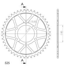 LANČENIK ZADNJI SUPERSPROX RFE-1489:44-BLK CRNI 44T, 525