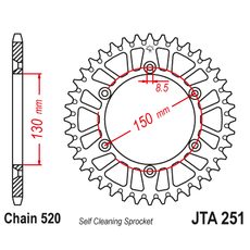 REAR ALU SPROCKET JT JTA 251-48BLU 48T, 520 PLAVI