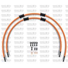 RACE FRONT BRAKE HOSE KIT VENHILL POWERHOSEPLUS KAW-11015FB-OR (2 HOSES IN KIT) ORANGE HOSES, BLACK FITTINGS