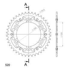 REAR SPROCKET SUPERSPROX STEALTH RST-1490:42-GLD ZLATO 42T, 520