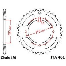 REAR ALU SPROCKET JT JTA 461-51 51T, 420