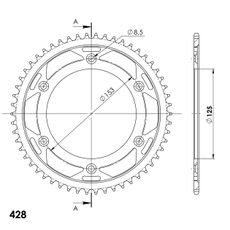 LANČENIK ZADNJI SUPERSPROX RFE-1258:54-BLK CRNI 54T, 428