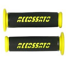 PAIR OF RACING GRIPS ACCOSSATO GR006 IN THERMOPLASTIC RUBBER BLACK WITH COLOURFUL ACCOSSATO SIGN