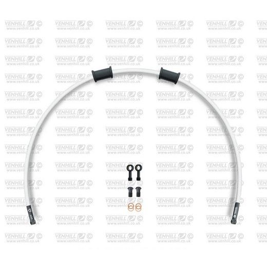 REAR BRAKE HOSE KIT VENHILL POWERHOSEPLUS HON-1017RB-WT (1 HOSE IN KIT) WHITE HOSES, BLACK FITTINGS