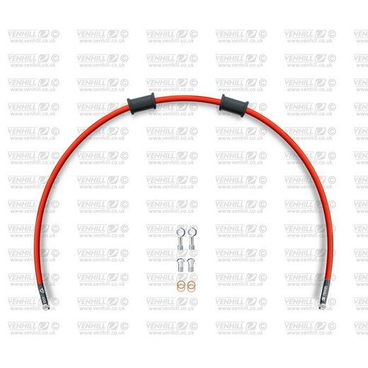 REAR BRAKE HOSE KIT VENHILL POWERHOSEPLUS DUC-9001R-RD (1 HOSE IN KIT) RED HOSES, CHROMED FITTINGS