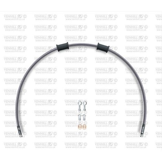 REAR BRAKE HOSE KIT VENHILL POWERHOSEPLUS HON-10010R (1 HOSE IN KIT) CLEAR HOSES, CHROMED FITTINGS