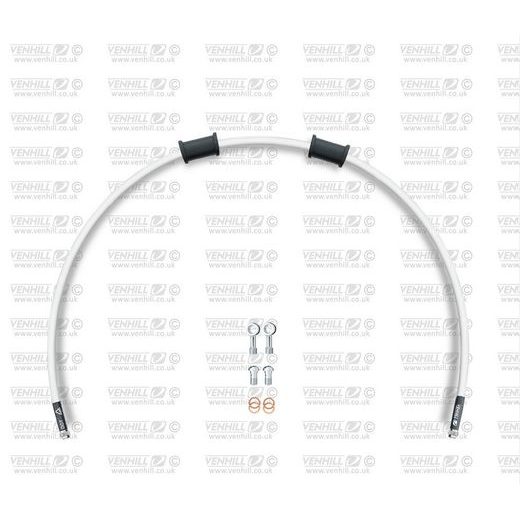 REAR BRAKE HOSE KIT VENHILL POWERHOSEPLUS DUC-9001RS-WT (1 HOSE IN KIT) WHITE HOSES, STAINLESS STEEL FITTINGS