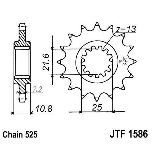 PREDNJI LANČANIK JT JTF 1586-16RB 16T, 525 RUBBER CUSHIONED