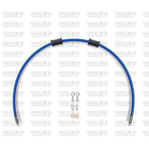 REAR BRAKE HOSE KIT VENHILL POWERHOSEPLUS YAM-7007R-SB (1 HOSE IN KIT) SOLID BLUE HOSES, CHROMED FITTINGS