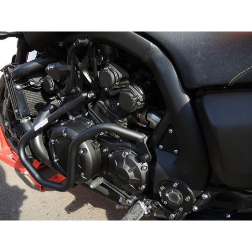 ENGINE GUARDS RDMOTO CF118KDSLD MATT BLACK UPPER + LOWER FOR YAMAHA V-MAX 1700 2009-2014