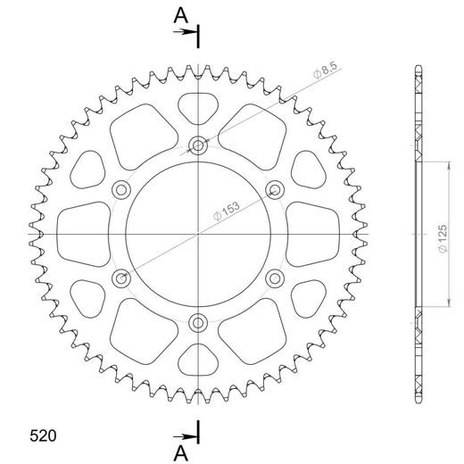 REAR ALU SPROCKET SUPERSPROX RAL-210:56-RED CRVEN 56T, 520