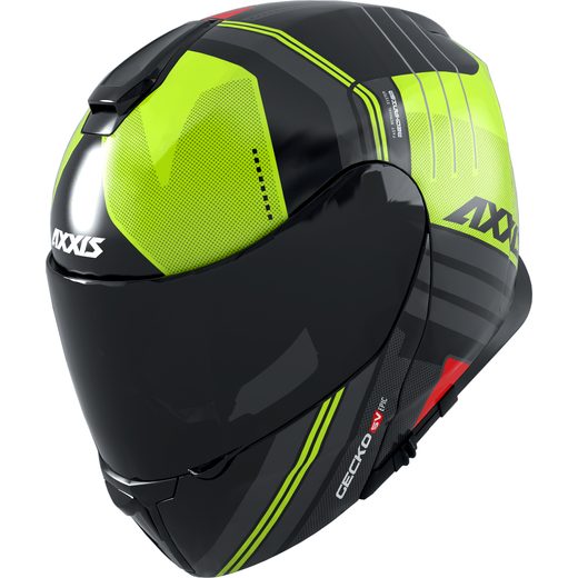 FLIP UP HELMET AXXIS GECKO SV ABS EPIC B3 GLOSS FLUOR YELLOW XS