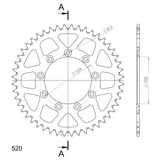 REAR ALU SPROCKET SUPERSPROX RAL-151:48-ORG ORANGE 48T, 520