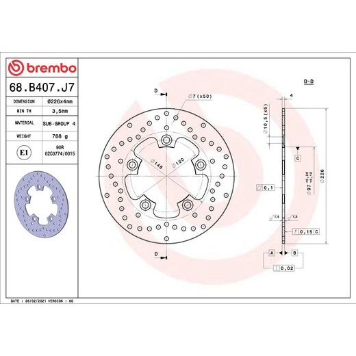 KOČIONA DISK BREMBO 68B407J7 FIX