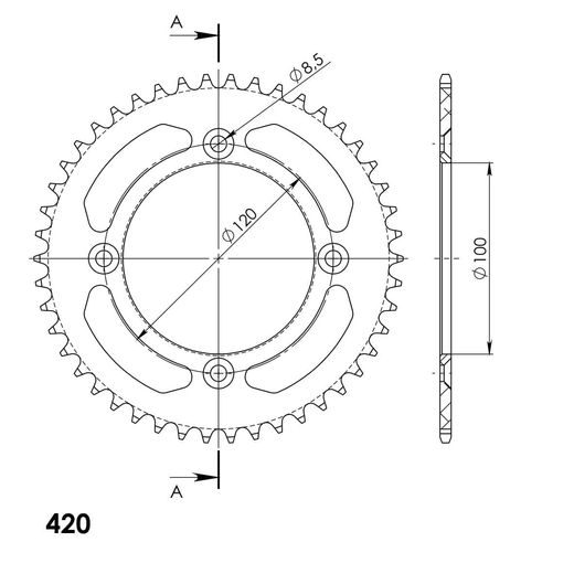 REAR ALU SPROCKET SUPERSPROX RAL-6622:46-BLU PLAVI 46T, 420