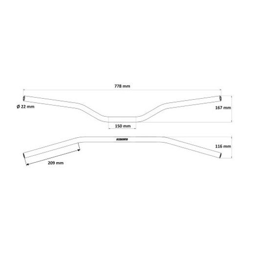 HANDLEBAR ACCOSSATO ALUMINIUM, 22 MM CRVEN
