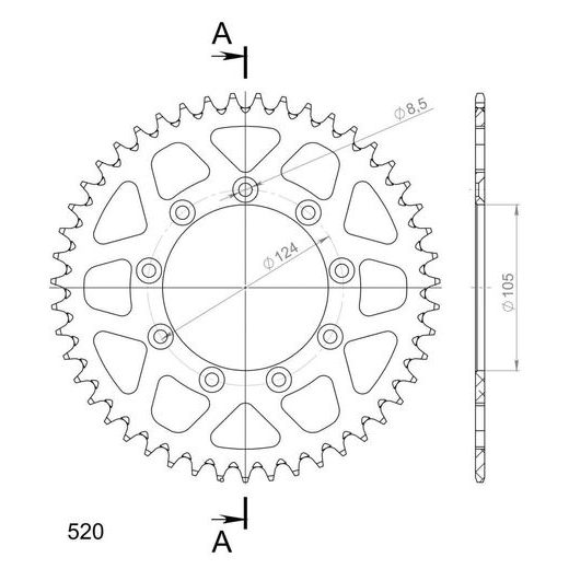 REAR ALU SPROCKET SUPERSPROX RAL-151:47-BLU PLAVI 47T, 520