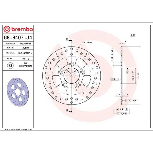 KOČIONA DISK BREMBO 68B407J4 FIX