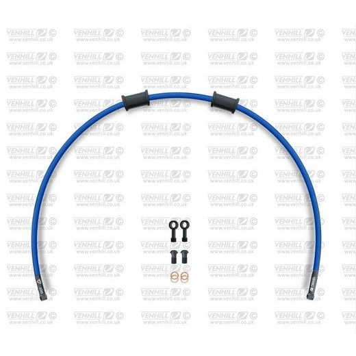 REAR BRAKE HOSE KIT VENHILL POWERHOSEPLUS HON-6038RB-SB (1 HOSE IN KIT) SOLID BLUE HOSES, BLACK FITTINGS