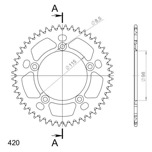 REAR ALU SPROCKET SUPERSPROX RAL-4:48-ORG ORANGE 48T, 420