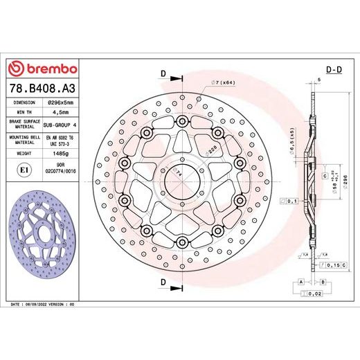 KOČIONA DISK BREMBO 78B408A3 FLOATING